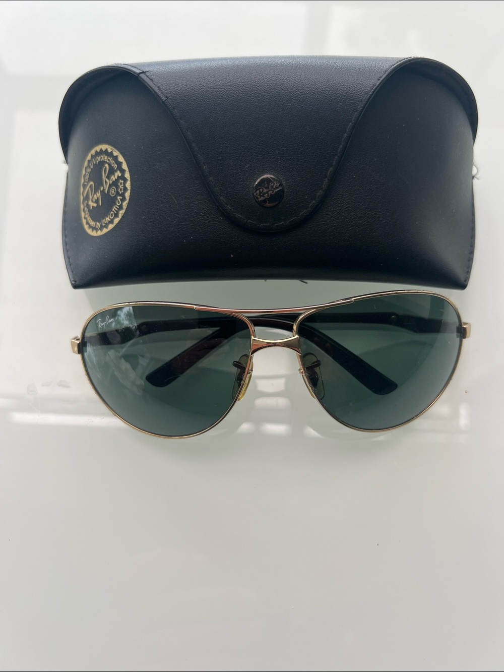 Ray-Ban Vintage Gold Frame Aviators with Green Lenses